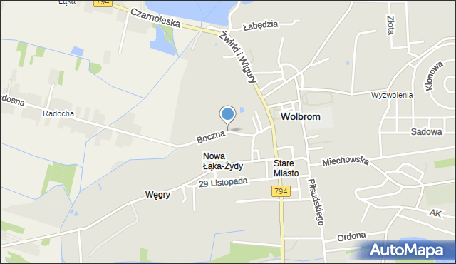 Wolbrom, Boczna, mapa Wolbrom