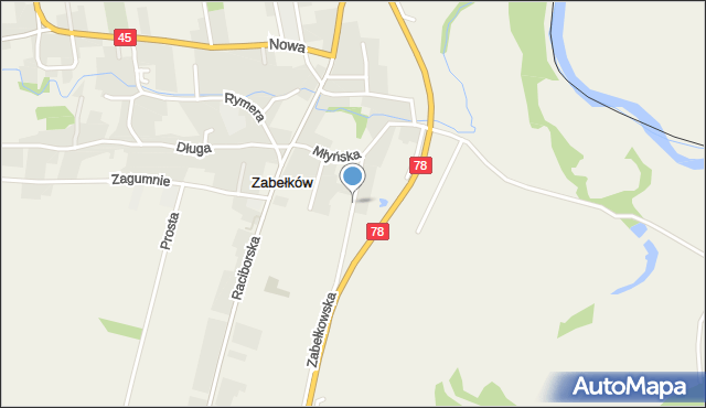 Zabełków, Bogumińska, mapa Zabełków