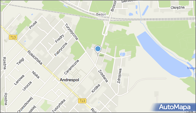 Andrespol, Brzezińska, mapa Andrespol