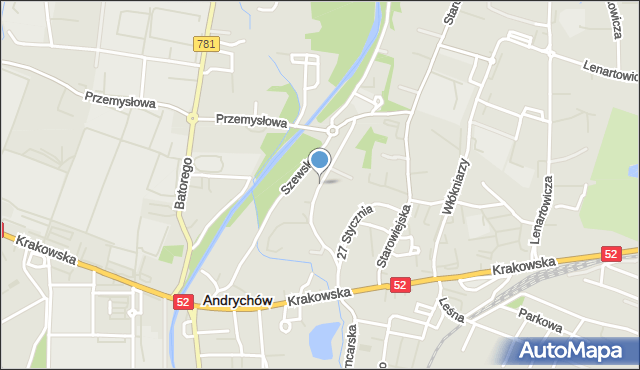 Andrychów, Brzegi, mapa Andrychów
