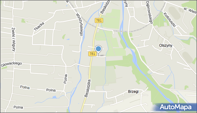 Andrychów, Brzeżna, mapa Andrychów