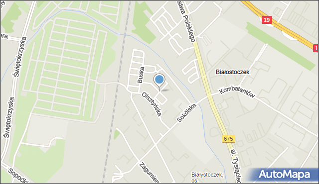 Białystok, Brzeska, mapa Białegostoku