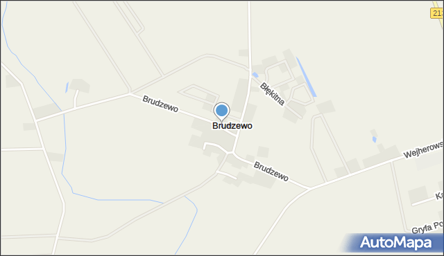Brudzewo gmina Puck, Brudzewo, mapa Brudzewo gmina Puck