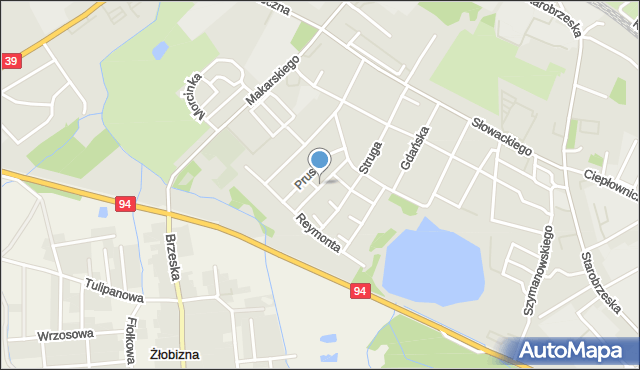 Brzeg, Broniewskiego, mapa Brzeg