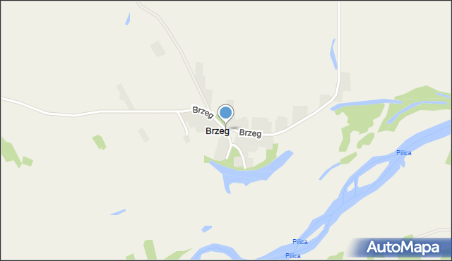 Brzeg gmina Rzeczyca, Brzeg, mapa Brzeg gmina Rzeczyca