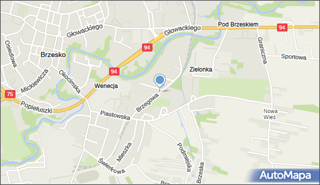 Brzesko, Brzegowa, mapa Brzesko