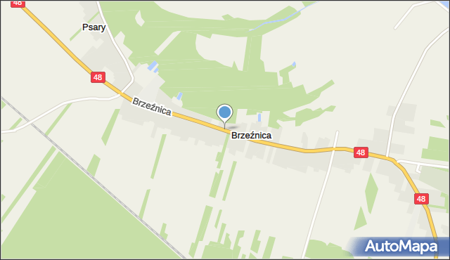 Brzeźnica gmina Kozienice, Brzeźnica, mapa Brzeźnica gmina Kozienice