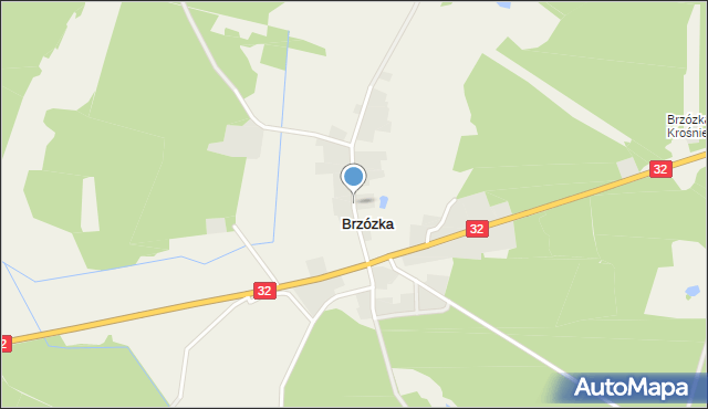 Brzózka gmina Krosno Odrzańskie, Brzózka, mapa Brzózka gmina Krosno Odrzańskie