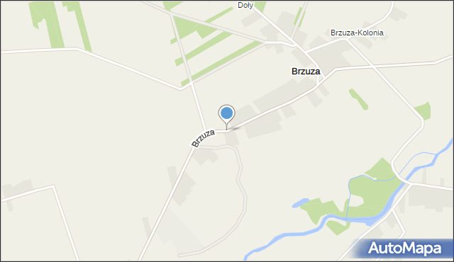 Brzuza gmina Drzewica, Brzuza, mapa Brzuza gmina Drzewica