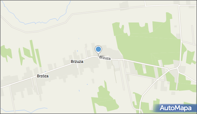 Brzuza gmina Łochów, Brzuza, mapa Brzuza gmina Łochów