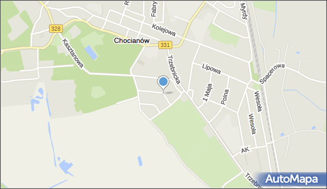 Chocianów, Brzozowa, mapa Chocianów