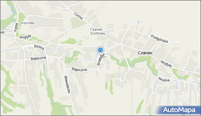 Czaniec, Bratków, mapa Czaniec