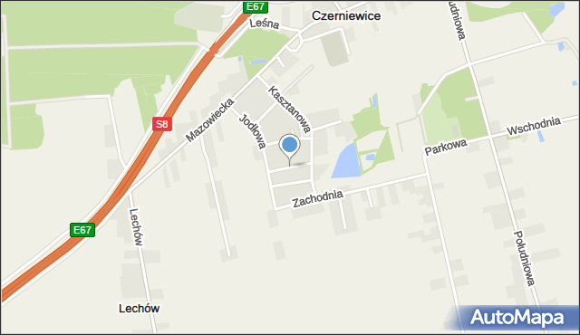 Czerniewice powiat tomaszowski, Brzozowa, mapa Czerniewice powiat tomaszowski