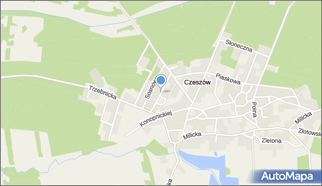 Czeszów, Brzozowa, mapa Czeszów