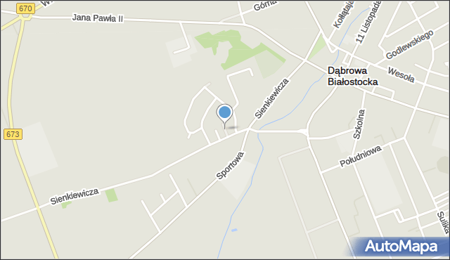 Dąbrowa Białostocka, Brzozowa, mapa Dąbrowa Białostocka