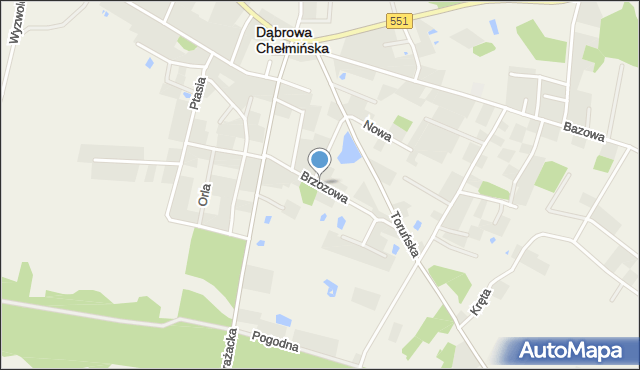 Dąbrowa Chełmińska, Brzozowa, mapa Dąbrowa Chełmińska