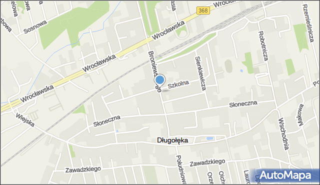 Długołęka powiat wrocławski, Broniewskiego Władysława, mapa Długołęka powiat wrocławski