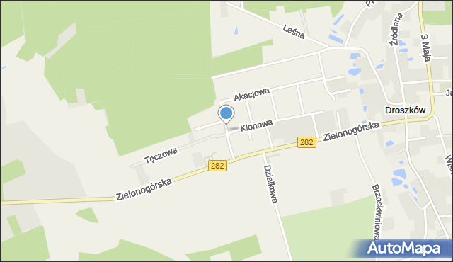 Droszków gmina Zabór, Brzozowa, mapa Droszków gmina Zabór