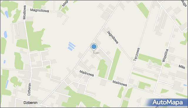 Dzbenin gmina Rzekuń, Brzoskwiniowa, mapa Dzbenin gmina Rzekuń