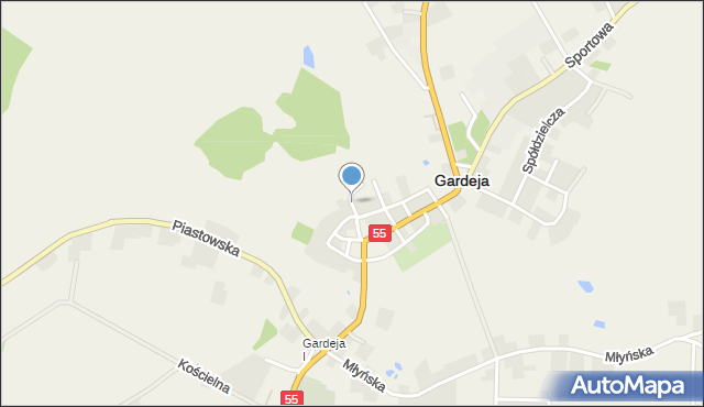 Gardeja, Brzozowa, mapa Gardeja