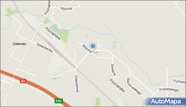 Gorzów Wielkopolski, Brauna Józefa, ks., mapa Gorzów Wielkopolski