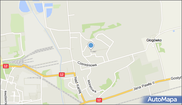 Gostyń, Brzoskwiniowa, mapa Gostyń