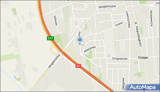 Grójec, Brzozowa, mapa Grójec