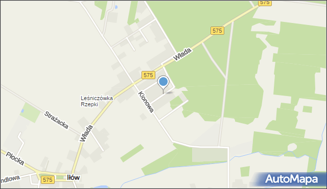 Iłów, Brzozowa, mapa Iłów