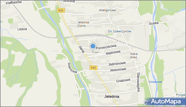 Jeleśnia, Brzozowa, mapa Jeleśnia