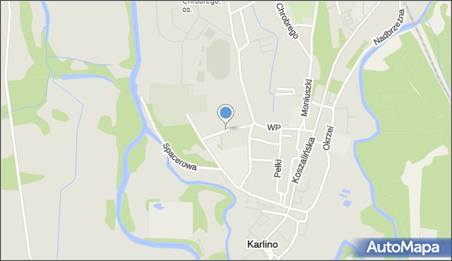 Karlino, Brzóski Stanisława, ks., mapa Karlino