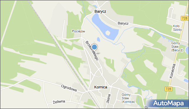 Kornica, Brzezińskiego Jana, mapa Kornica