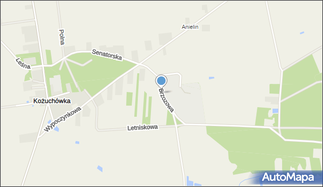 Kożuchówka, Brzozowa, mapa Kożuchówka