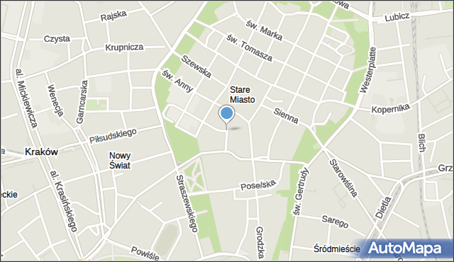 Kraków, Bracka, mapa Krakowa