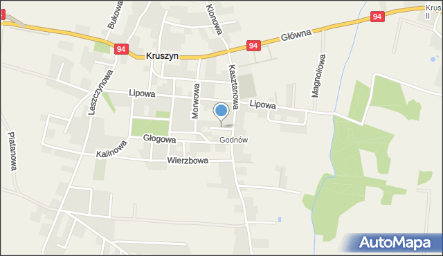 Kruszyn gmina Bolesławiec, Brzozowa, mapa Kruszyn gmina Bolesławiec