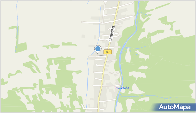 Krzyżowa gmina Jeleśnia, Brzozowa, mapa Krzyżowa gmina Jeleśnia