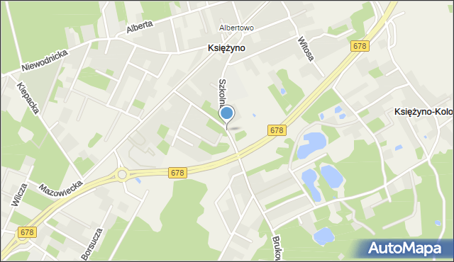 Księżyno, Brukowa, mapa Księżyno