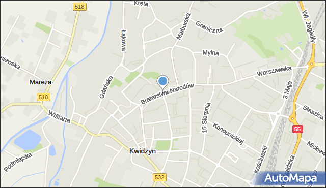 Kwidzyn, Braterstwa Narodów, mapa Kwidzyn