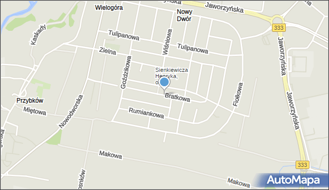 Legnica, Bratkowa, mapa Legnicy