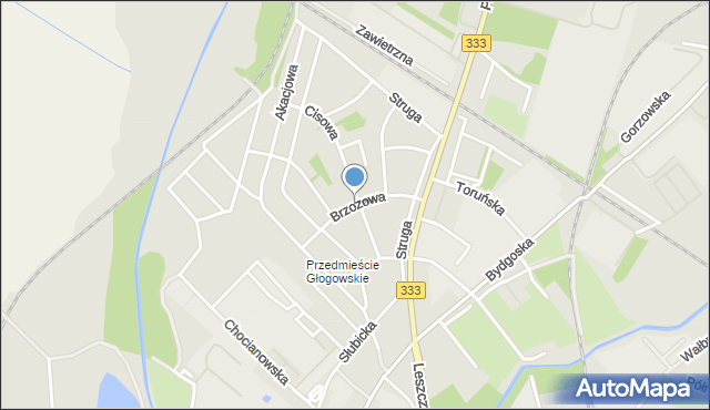 Legnica, Brzozowa, mapa Legnicy