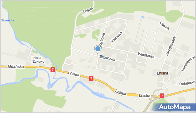 Lniska, Brzozowa, mapa Lniska