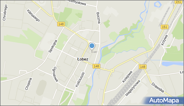Łobez, Browarna, mapa Łobez