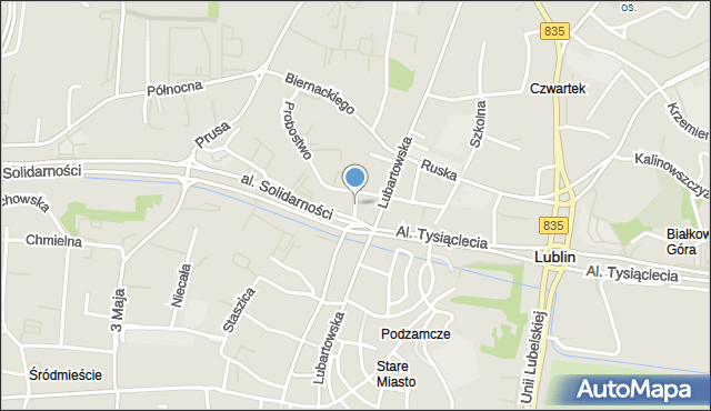 Lublin, Browarna, mapa Lublina