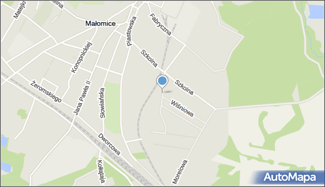 Małomice, Brzoskwiniowa, mapa Małomice