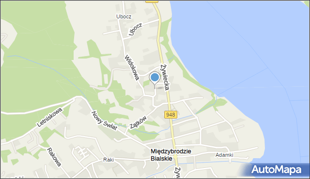 Międzybrodzie Bialskie, Brzozowa, mapa Międzybrodzie Bialskie