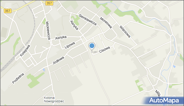 Milików, Brzozowa, mapa Milików