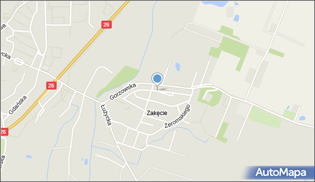 Myślibórz, Broniewskiego, mapa Myślibórz