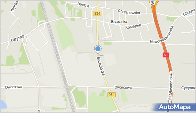 Mysłowice, Brzezińska, mapa Mysłowice