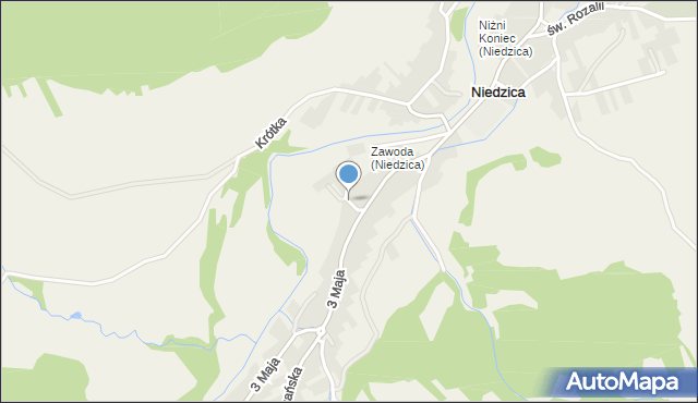 Niedzica, Browarna, mapa Niedzica