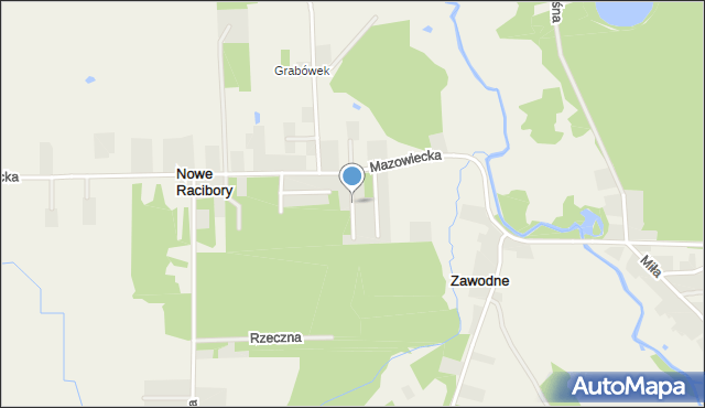 Nowe Racibory gmina Tarczyn, Brzozowa, mapa Nowe Racibory gmina Tarczyn