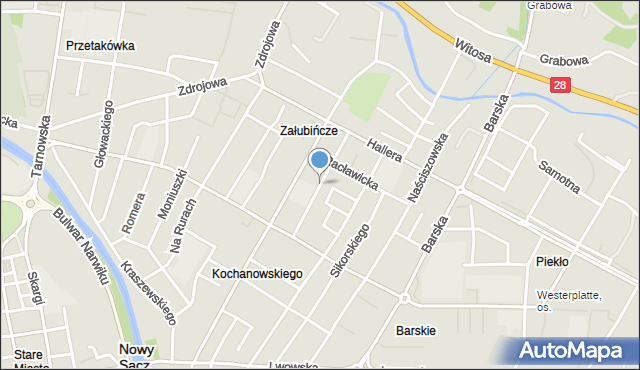 Nowy Sącz, Brodowska, mapa Nowego Sącza